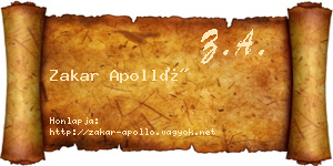 Zakar Apolló névjegykártya